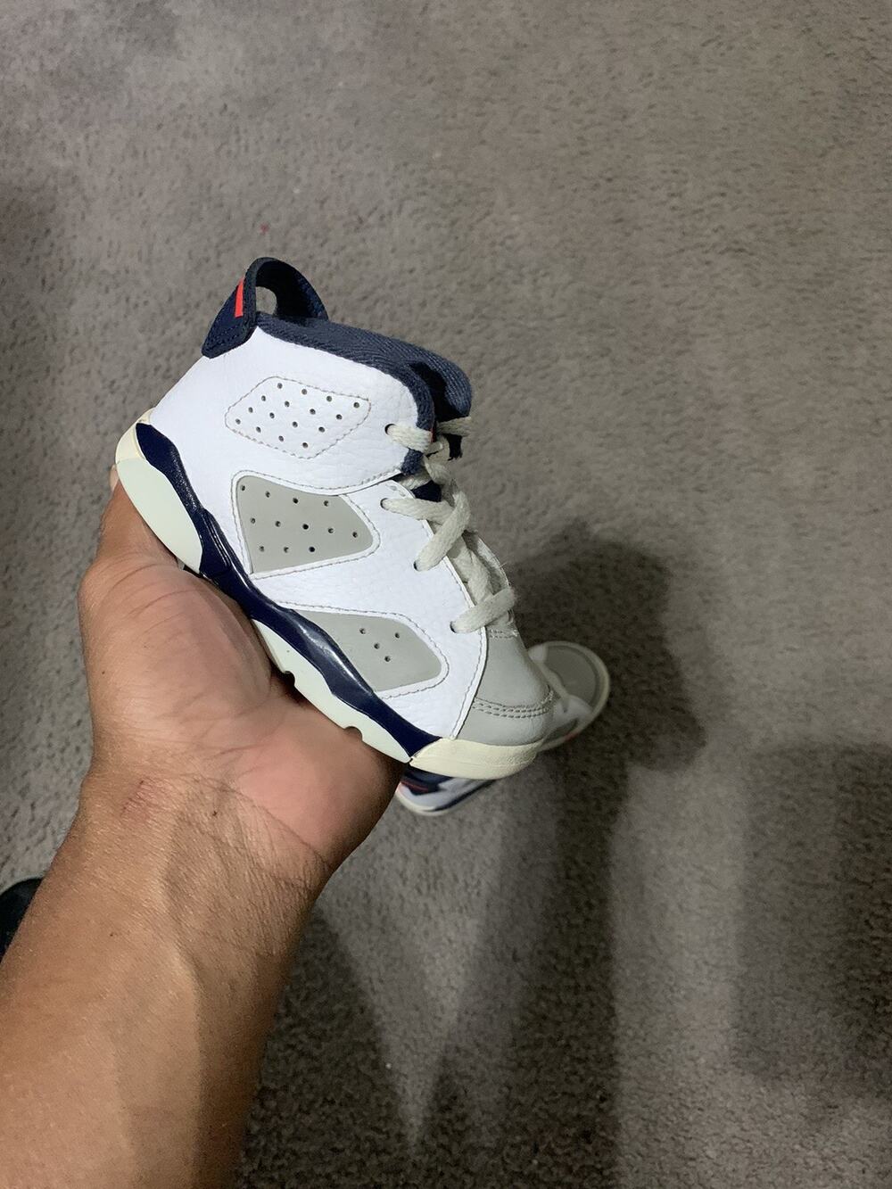 Size 8c- Air Jordan 6 Retro Tinker White/Infrared 23 TD Toddler 384667 104